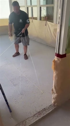 stain concrete overlay, pulling the pattern