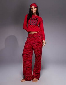 Juicy Couture 'I've been so good' logo Christmas pyjama and mask set in red | ASOS