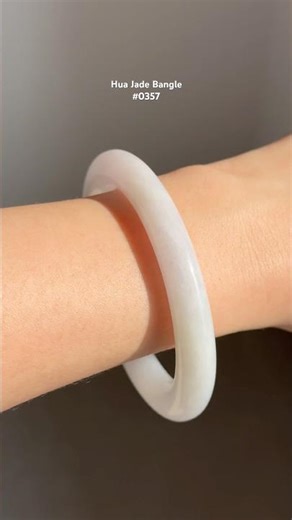 #0357 Icy White Light Lavender and Green Jade Bangle Size 53.8 (fits up to 55) #jade #huajade