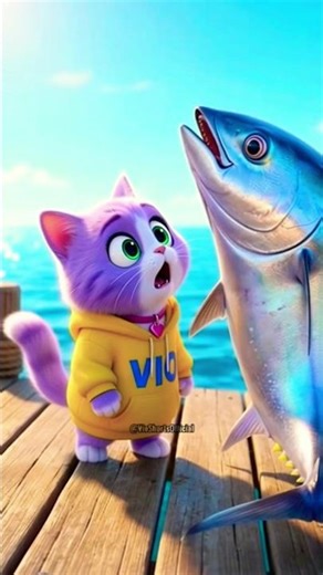 Sushi Master Cat vs Giant Fish 🐟🍣 #Shorts #Cat #viral