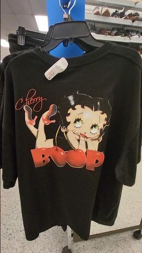 BETTY BOOP CHERRY BLACK GRAPHIC T-SHIRT $7.99 - MAX FLIESCHER CARTOON CHARACTER FASHION FUN