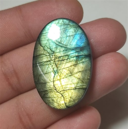 Natural Multi Yellow Labradorite Cabochon – Oval Gemstone (52 Carats) - Etsy