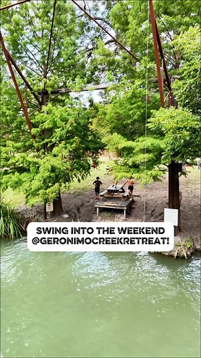 🌊✨ Swing into the weekend @geronimocreekretreat💦 Whether it’s treehouses, teepees, safari cabins or just hangin’ by the creek, GCR is the spot to make a splash with the whole family. Book your next adventure today!🔗 in bio or @geronimocreekretreat.com #geronimocreekretreat #glamping #familyfun #adventureawaits #newbraunfelstx #memories #texastravel #familytime #traveltexas | Geronimo Creek Retreat