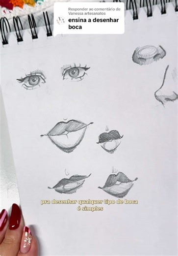Respondendo a @Vanessa artesanatos Para desenhar qualquer tipo de boca, é simples! 🩷 O que mais você quer aprender por aqui? #arte #desenho #tutorial #comodesenhar #fyp