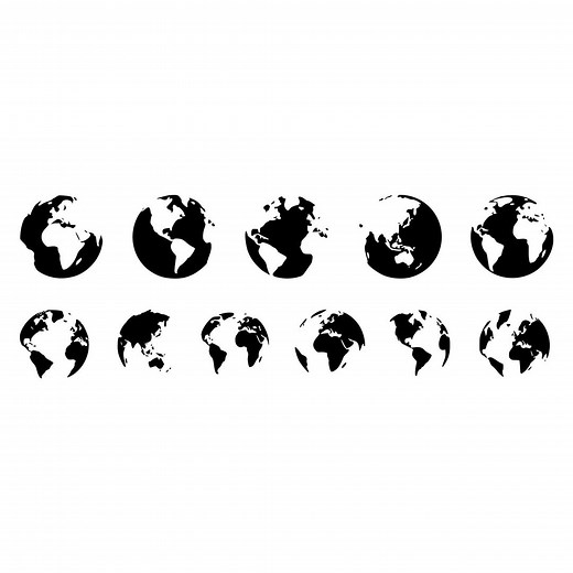 Earth Globe Icons Vector Pack: World Map Clipart (SVG, EPS, AI) - Etsy