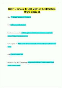 CDIP Domain 4 CDI Metrics Statistics 100 Correct1005