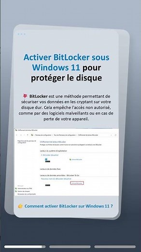 Activer BitLocker sous Windows 11 pour protéger le disque