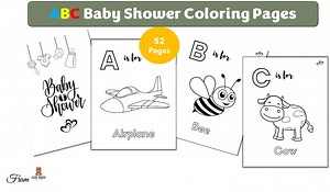 52 Pages ABC Baby Shower Coloring Book, Baby's First ABC Book,bears Theme Alphabet Book,baby Shower Game or Activity,printable PDF, - Etsy