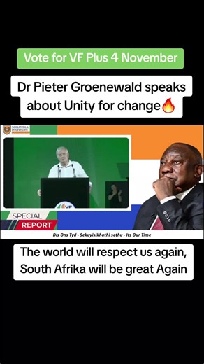 Unity for change South Africa — Pieter Groenewald speech