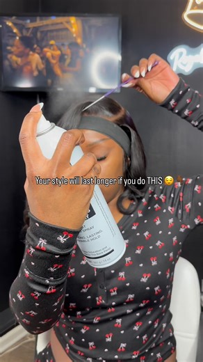 Ready to wear wigs on Instagram: "This is why I keep a good hairspray close by 👌🏾 I use it to control flyaways and train the hair into the exact shape that I want 👏🏾 A lightweight spray lets you mold the style without it getting stiff so the hair actually holds its form instead of falling flat This is one of the easiest ways to make your style last longer 🙌🏾 Save this for your next install 💜 #wigtips #closurewiginstall #wiginstalltips #sidepartwiginstall #wigtipsforbeginners"