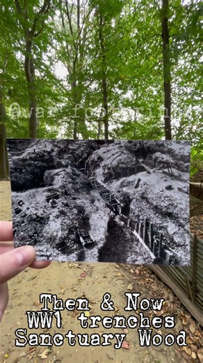 Then and Now. World War One trenches. Sanctuary Wood. #history #wwi #ww1 #trenches #thenandnow
