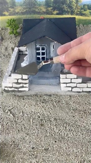 🧱🏠 Built a Brick Fence Around a Mini House 🔥 #Miniature #DIY