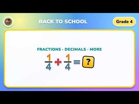 Back to School Math Grade 4! Fractions Decimals & Times Tables Practice
