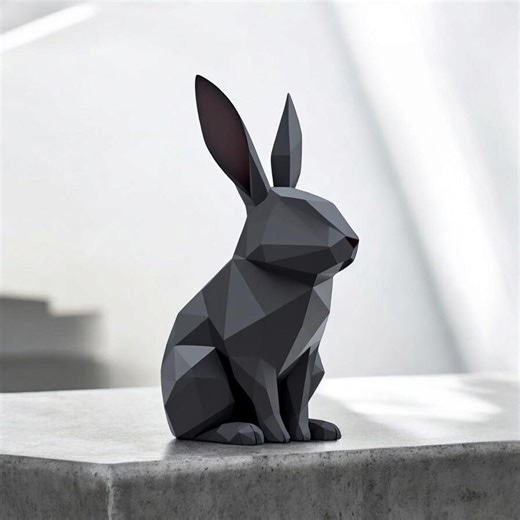 Low Poly Bunny Sculpture | Modern Geometric Rabbit Decor | Scandinavian Animal Home Accent - Etsy