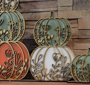 Floral Stacked Pumpkin SVG, Fall Decor Laser File, Glowforge Ready, 3 Stacked Pumkin Set With Stand - Etsy