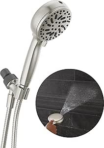 Delta Faucet ProClean Brushed Nickel Shower Head with Handheld, Showerhead with High Pressure Spray, Handheld Shower Head, 6 Spray Settings, SpotShield Brushed Nickel 75740SN