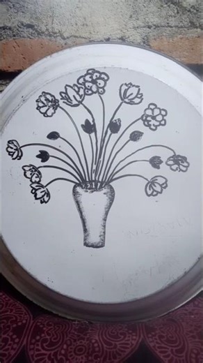 cara mudah menggambar pot bunga. #shorts #art #potbunga