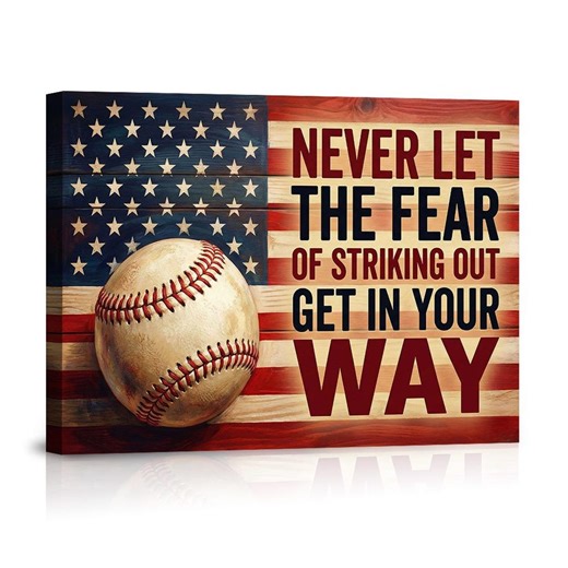 Baseball Motivational Canvas Print, American Flag Sports Poster, Inspirational Wall Art - Etsy