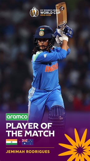 Jemimah Rodrigues helped India pull off a record chase in the #CWC25 semi-final with her magnificent knock 🙌 Catch the highlights of her exemplary aramco POTM performance 📹 | ICC Cricket World Cup