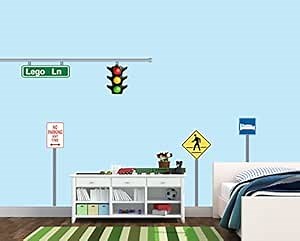 Sign Decal for Walls, Traffic Light Decal for Children, Not Associated with Lego Brand