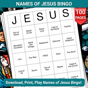 Names of Jesus Bingo Cards - 100 Pages to Download and Print - Etsy