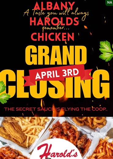 Harold’s Chicken in Albany set to close after less than a year