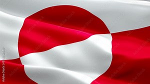 Greenland flag Motion Loop video waving in wind. Realistic Denmark Flag background. Greenland Flag Looping Closeup 1080p Full HD 1920X1080 footage. Greenland EU European country flags footage video fo