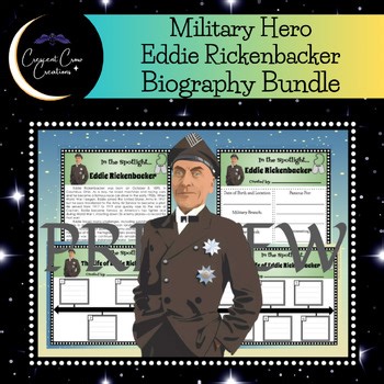 Military Hero Eddie Rickenbacker Veterans Day Memorial Day Biography Bundle