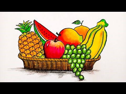 Easy Fruits Basket Drawing Step by Step.