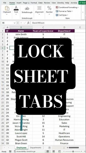 Lock Excel Sheet Tabs 🔒 #shorts