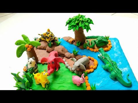 ปั้นดินน้ำมันสวนสัตว์ ปั้นต้นไม้ ปั้นยีราฟ #sculpt #plasticine