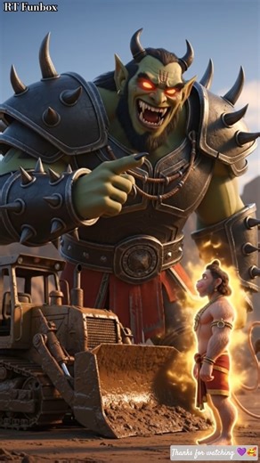 Rakshas vs Hanuman Ji 😱 | Golden Bulldozer Miracle 🔥 #ai #hanumanji #hanuman #bulldozer #shorts