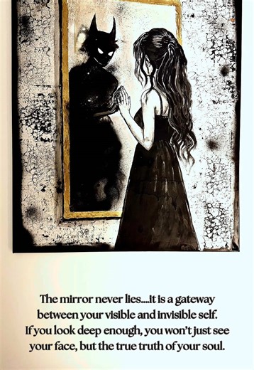 This is a visual journey where light and shadow meet. Original mixed media painting on canvas. 🖤#blackcat #darkart #spiritualawakening #shadowwork #demon