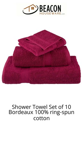 Shower Towel Set of 10 BordeauX 100% ring-spun cotton