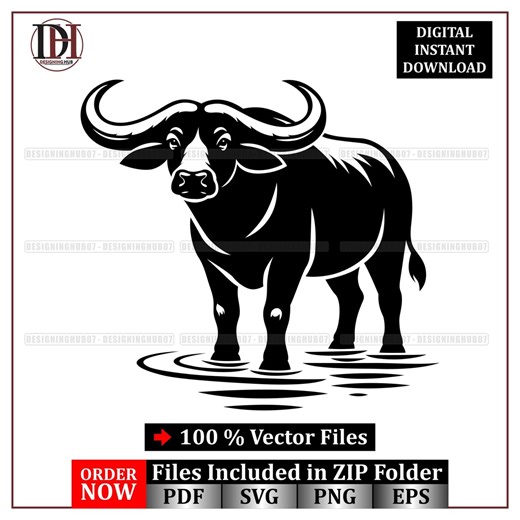 Water Buffalo Vector SVG: Farm Animal Illustration Design Art (digital Download) - Etsy