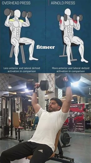 overhead vs arnold press 🤔!!#fitmeer #short