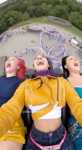 POV: Riding a Roller Coaster with Three Gorgeous Girls 😱🎢💨