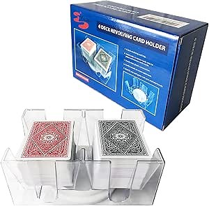 Yuanhe Canasta Playing Card Holder - 6 Deck Revolving Card Tray for Kids & Adults,Rotating Cards Holder for Poker, Canasta, Hand & Foot, Rummy,Go Fish,UNO Games
