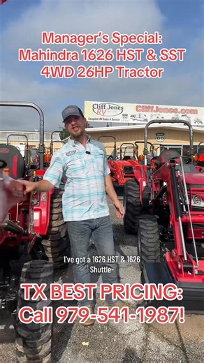 AWESOME Manager’s Special: Mahindra 1600 Series 1626 HST & Shuttle 4WD 26HP Tractors w/Loader- TEXAS BEST PRICING! . . . The Mahindra 1626 4WD Tractor is a compact and powerful machine designed for a wide range of agricultural and landscaping tasks. With a 26-horsepower engine, this tractor offers an excellent balance of performance and efficiency, making it ideal for both small-scale farming and property maintenance. Its compact size allows for easy maneuverability in tight spaces, while its 4W