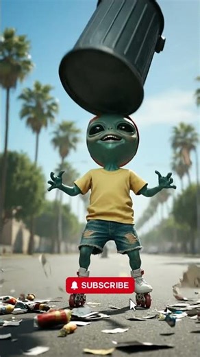 Alien Tries Roller Skates & Creates City Chaos!