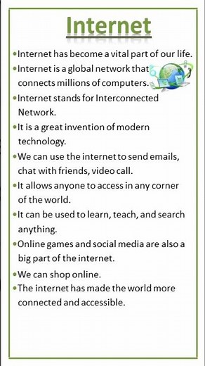 Essay on Internet #easytolearnandwrite #youtubeshorts #yt #shorts #internet #network #tech #english