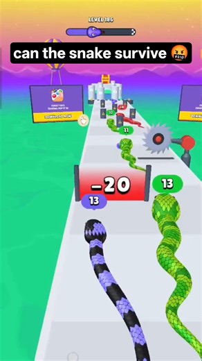 Purple Snake vs Green Snake 🐍 | Who Will Survive?#shorts #gaming #gameplay #mobilegaming #shortsfeed