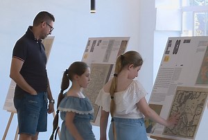 Maps which shows evolution of Europe on exhibit at Central Public Library
