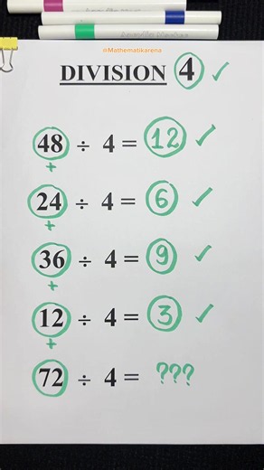 Division by 4 math trick