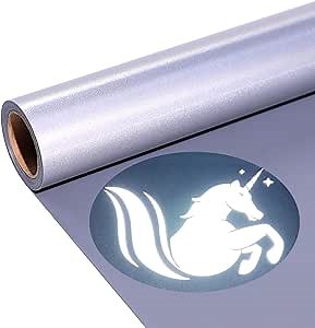 Reflective Vinyl Heat Transfer Vinyl Rolls Grey 12in x 6ft Reflective Iron on Vinyl for T Shirts DIY Design Grey HTV Iron Vinyl for All Cutting Machines(Light Grey)