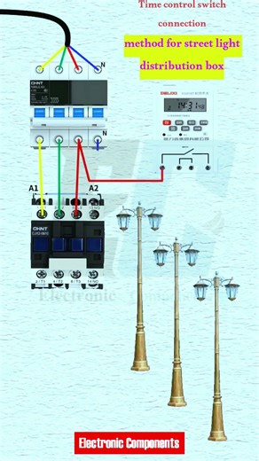 How to Control Street Lights with Timer Switch and Contactor #shots