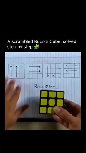 a scrambled Rubik's cube.solved step by step 🗿