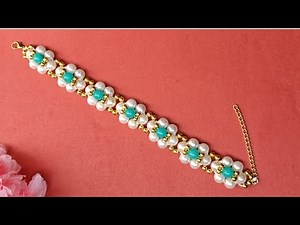 Ghar Par Banaye Beautiful Pearl Flower Bracelet 😍 | Easy DIY Jewellery | Handmade | trending #new