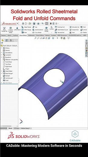 Solidworks Rolled Sheetmetal | Fold and Unfold Commands #RolledSheetmetalSolidworks #FoldandUnfold