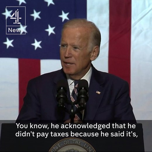"Tell that to the janitor in here who's paying taxes." Joe Biden attacks Donald J. Trump for boasting that he had been “smart” not to pay his taxes. | Channel 4 News